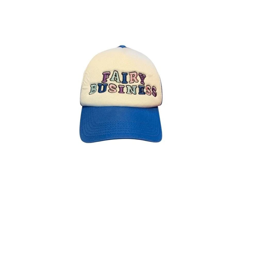 Fairy Business Trucker Hat‎ Blue White Embroidered Snapback Mesh Cap Unisex